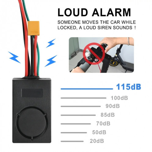 Détecteur d'alarme antivol pour Scooter électrique Ninebot Max G30, 36-55V + 2 télécommandes SH7102150-09