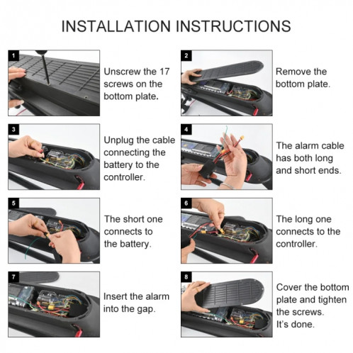Détecteur d'alarme antivol pour Scooter électrique Xiaomi M365, 36-55V + 2 télécommandes SH7101769-09
