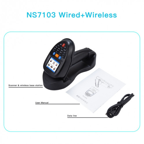 Lecteur de codes-barres sans fil Laser 1D, collecteur de données avec écran LCD de 2,2 pouces SH99011279-012