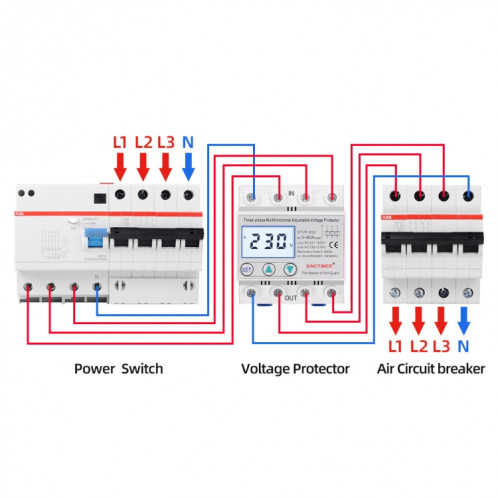 SINOTIMER STVP-932 40A 3 phases 380V LCD protecteur de surtension réglable à réinitialisation automatique SS01011858-08