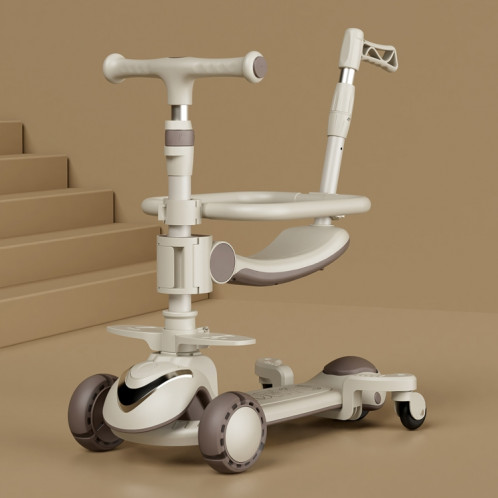 XOEYU K8 Scooter pliant réglable multifonctionnel pour enfants avec musique et lumières, couleur: café 6-en-1 SX08091737-017