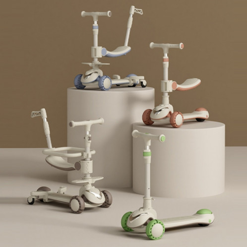 XOEYU K8 Scooter pliant réglable multifonctionnel pour enfants avec musique et lumières, couleur: café 6-en-1 SX08091737-017