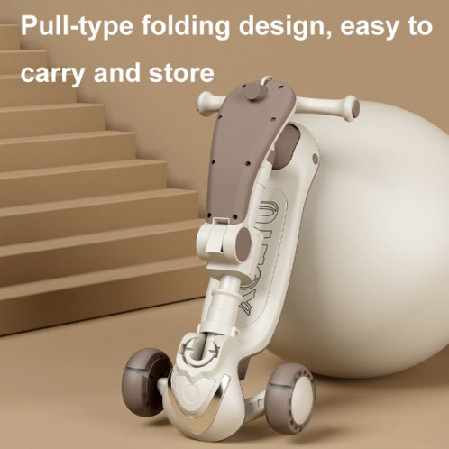 XOEYU K8 Scooter pliant réglable multifonctionnel pour enfants avec musique et lumières, couleur: café 6-en-1 SX08091737-017