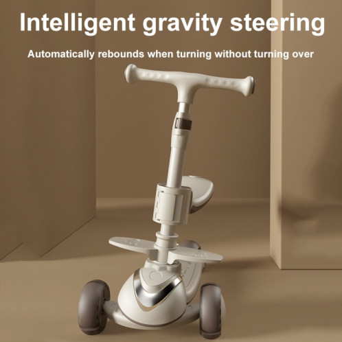 XOEYU K8 Scooter pliant réglable multifonctionnel pour enfants avec musique et lumières, couleur: café 6-en-1 SX08091737-017