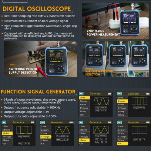 Testeur de transistor LCR d'oscilloscope numérique portable FNIRSI 3 en 1, spécification : mise à niveau SF14021044-010