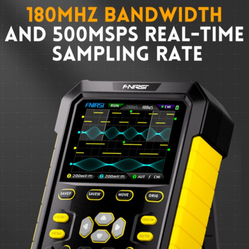 FNIRSI 2 en 1 petit oscilloscope numérique à double canal à fluorescence portable, prise américaine (jaune) SF601A440-014
