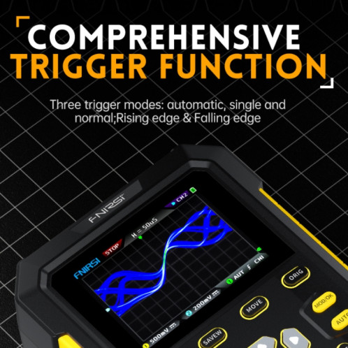 FNIRSI 2 en 1 petit oscilloscope numérique à double canal à fluorescence portable, prise américaine (jaune) SF601A440-014