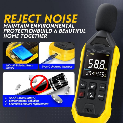 Détecteur de volume domestique FNIRSI Noise Decibel Meter (jaune) SF301A1820-07