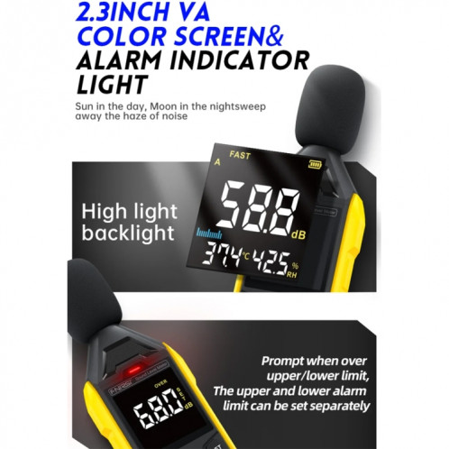 Détecteur de volume domestique FNIRSI Noise Decibel Meter (jaune) SF301A1820-07