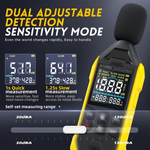 Détecteur de volume domestique FNIRSI Noise Decibel Meter (jaune) SF301A1820-07