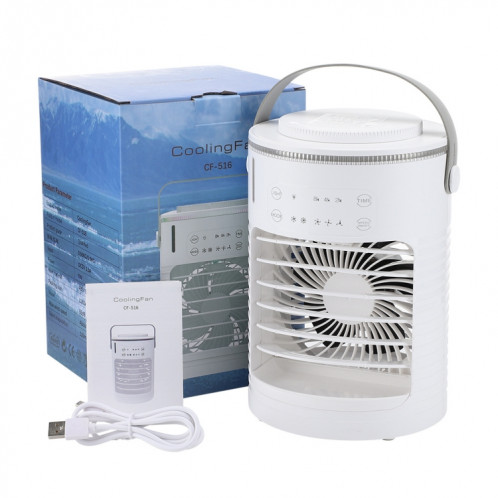 Ventilateur de refroidissement USB CF-516, minuterie de bureau, lumière RVB réglable, humidification par pulvérisation (blanc) SH701A1302-016