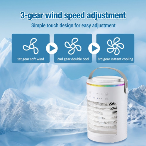 Ventilateur de refroidissement USB CF-516, minuterie de bureau, lumière RVB réglable, humidification par pulvérisation (blanc) SH701A1302-016