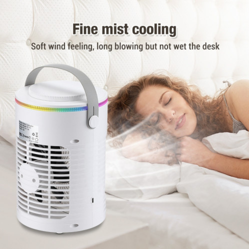 Ventilateur de refroidissement USB CF-516, minuterie de bureau, lumière RVB réglable, humidification par pulvérisation (blanc) SH701A1302-016