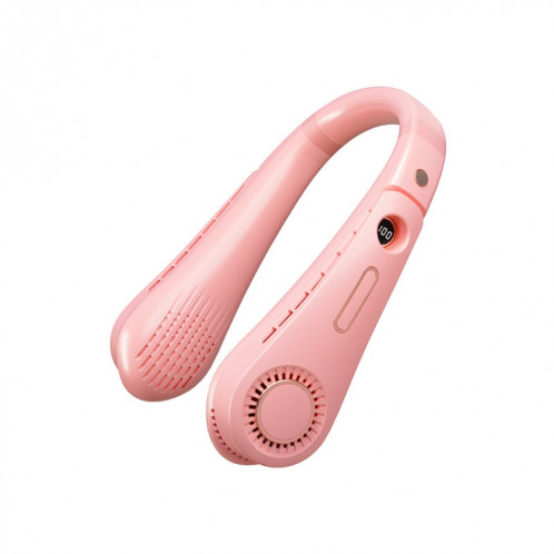 F11 Portable USB charge rotatif affichage numérique ventilateur de cou suspendu sans lame (rose) SH701C1198-012