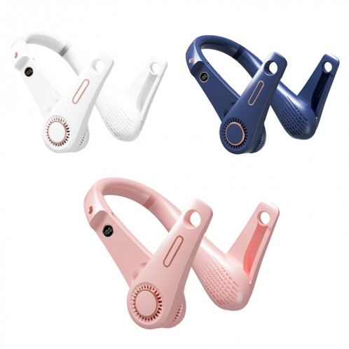 F11 Portable USB charge rotatif affichage numérique ventilateur de cou suspendu sans lame (rose) SH701C1198-012