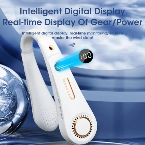 F11 Portable USB charge rotatif affichage numérique ventilateur de cou suspendu sans lame (rose) SH701C1198-012