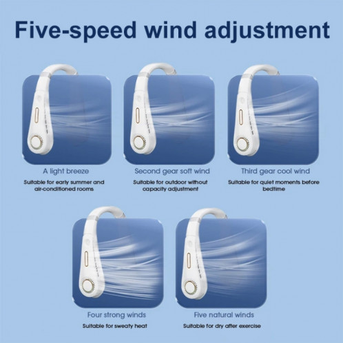 F11 Portable USB charge rotatif affichage numérique ventilateur de cou suspendu sans lame (rose) SH701C1198-012