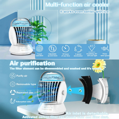 CF-009 USB Touch Spray Humidification Ventilateur de climatisation Bureau Refroidisseur d'air (Blanc) SH401A1210-010