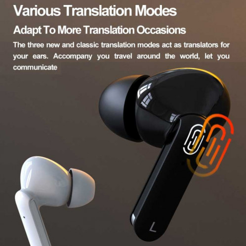 Hishell Y113 traducteur vocal intelligent écouteurs sans fil écouteurs en temps réel instantané en ligne 40 langues traduire écouteur (blanc) SH701B1176-010