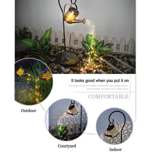 Lumière de Projection creuse en fer solaire extérieure étanche bouilloire de jardin lumière pelouse paysage prise de terre lumière décorative, Style: petit + support SH30021131-011