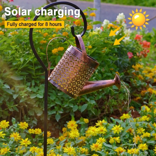 Lumière de Projection creuse en fer solaire extérieure étanche bouilloire de jardin lumière pelouse paysage prise de terre lumière décorative, Style: petit + support SH30021131-011