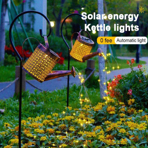 Lumière de Projection creuse en fer solaire extérieure étanche bouilloire de jardin lumière pelouse paysage prise de terre lumière décorative, Style: petit + support SH30021131-011