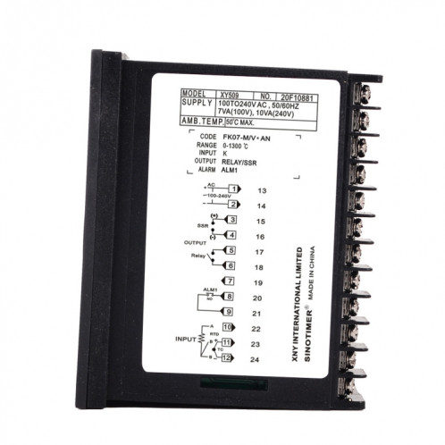 SINOTIMER XY509 Instrument de contrôle de température intelligent boîtier court relais de chauffage PID sortie à semi-conducteurs SSR SS60441191-06