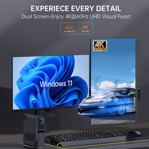 S1 Intel Alder Lake N100 WIFI 5 + BT4.2 Mini PC de bureau à domicile Win11 DDR4 3200 MHz, spécifications: 8G + 1 To SH4805983-011