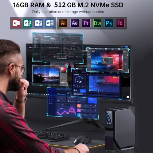 S1 Intel Alder Lake N100 WIFI 5 + BT4.2 Mini PC de bureau à domicile Win11 DDR4 3200 MHz, spécifications: 8G + 1 To SH4805983-011