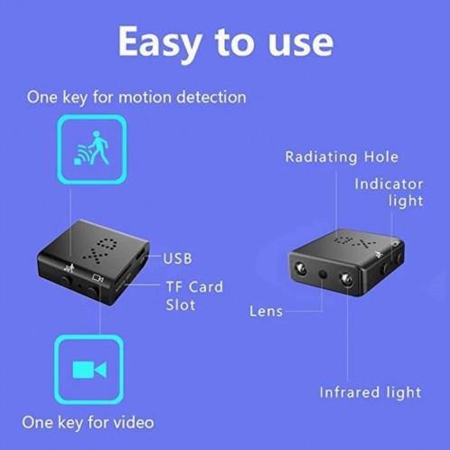 Caméra XD 1080p HD vidéo intelligente IR-CUT caméra de sport à Vision nocturne infrarouge (version directe sans batterie) SH101A1710-012