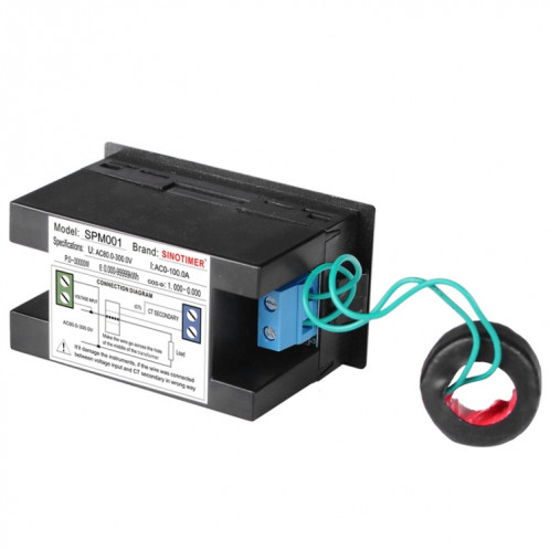SINOTIMER SPM001 AC LED Voltmètre numérique Facteurs de fréquence Compteur Moniteur de puissance, Spécifications: AC200-450V 100A SS98021104-06