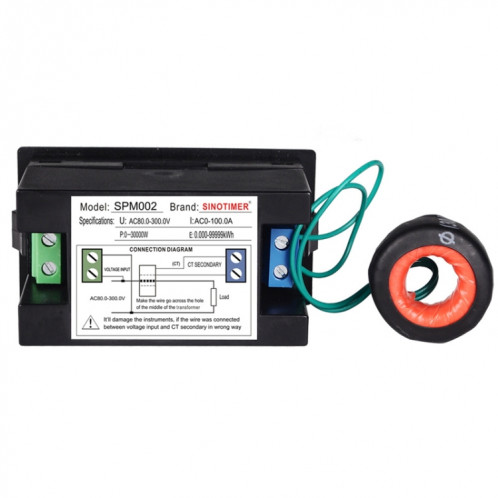 SINOTIMER SPM002 Moniteur de tension et de courant numérique AC à cristaux liquides, spécification: AC200-450V 100A SS03021171-06