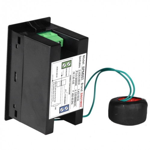 SINOTIMER SPM003 AC LED Voltmètre numérique Facteurs de fréquence Compteur Moniteur de puissance, Spécifications: AC80-300V 100A SS07011096-06