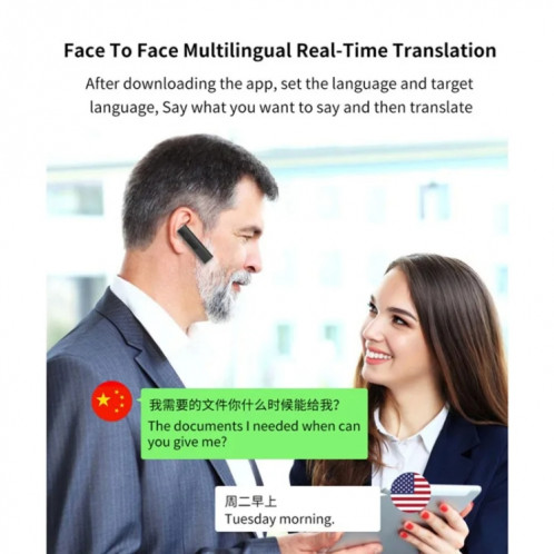 40 langues traduction instantanée en temps réel écouteur de traduction intelligent sans fil BT5.0 (noir) SH001B823-013