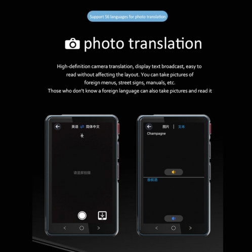 Hishell P40 Traducteur intelligent 135 langues Machine de traduction en ligne intelligente vocale Traduction vocale multilingue hors ligne (Noir) SH501A826-010