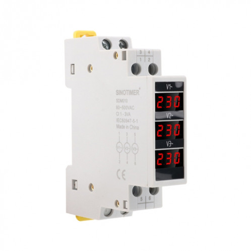 SINOTIMER SDM010 Type de Rail modulaire AC triphasé voltmètre numérique instrumentation électronique SS61631173-06