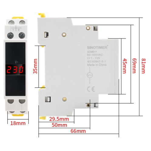 SINOTIMER SDM011 voltmètre numérique monophasé modulaire Type Rail Din AC instrumentation électronique SS61671949-06