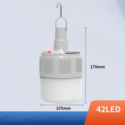 Ampoule solaire LED rechargeable, lampe à économie d'énergie étanche pour étal de marché nocturne, modèle: 42LED SH7403480-013