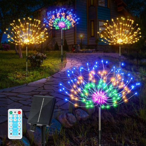 1 glisser 3 lumière blanche 360 LED lampe de feu d'artifice solaire herbe Globe pissenlit Flash chaîne avec télécommande SH0803507-07