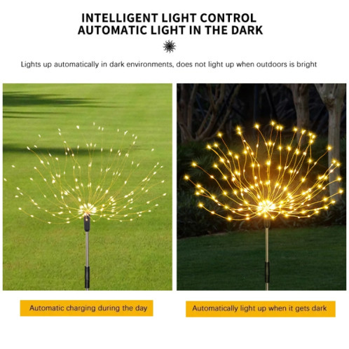 1 glisser 3 lumière blanche 360 LED lampe de feu d'artifice solaire herbe Globe pissenlit Flash chaîne avec télécommande SH0803507-07