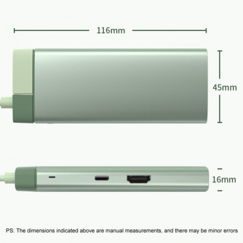 BS7A Station d'accueil 7 en 1 Type-C Convertisseur de station d'accueil Hub USB multifonction (gris) SH501C996-013