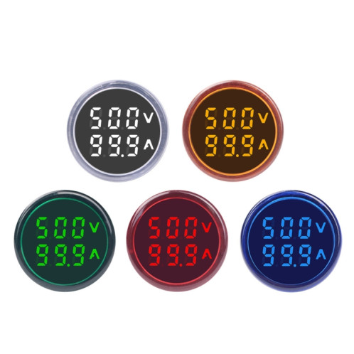 SINOTIMER ST16VA Indicateur de courant de tension alternative à affichage numérique LED rond de 22 mm AC 60-500 V 0-100 A (03 bleu) SS001B1063-06