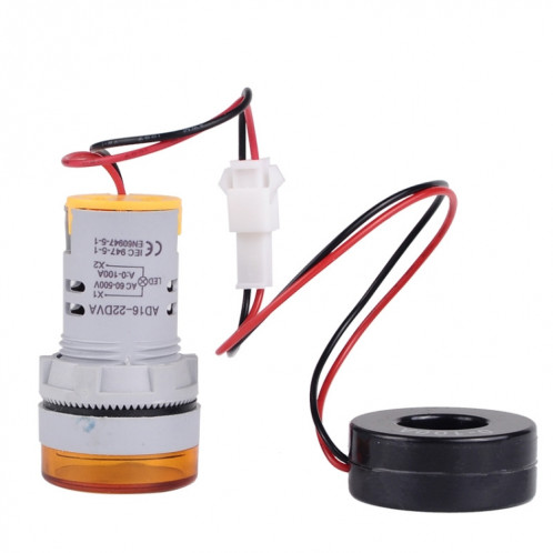 SINOTIMER ST16VA Indicateur de courant de tension alternative à affichage numérique LED rond de 22 mm AC 60-500 V 0-100 A (01 rouge) SS001A107-06