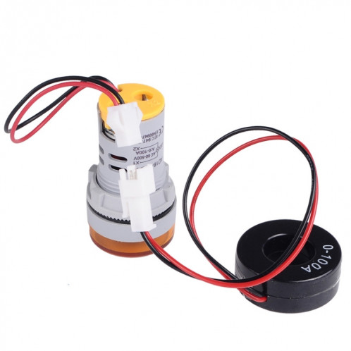 SINOTIMER ST16VA Indicateur de courant de tension alternative à affichage numérique LED rond de 22 mm AC 60-500 V 0-100 A (01 rouge) SS001A107-06