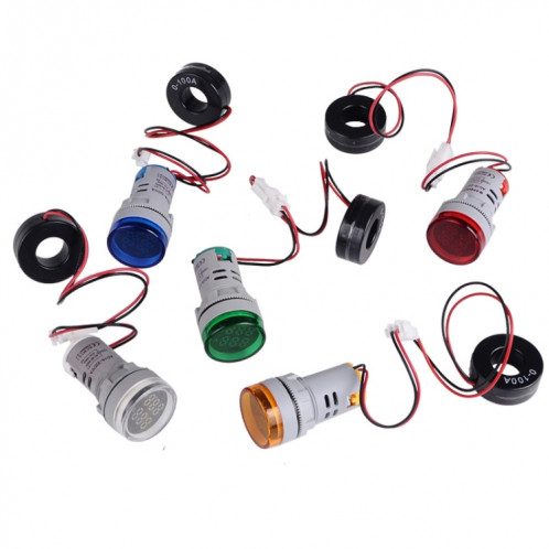 SINOTIMER ST16VA Indicateur de courant de tension alternative à affichage numérique LED rond de 22 mm AC 60-500 V 0-100 A (01 rouge) SS001A107-06
