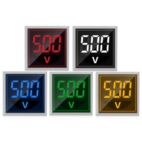 SINOTIMER ST17V Indicateur de signal de tension AC 22 mm carré LED Affichage numérique Tête de tension AC 60-500 V (01 rouge) SS201A1472-06