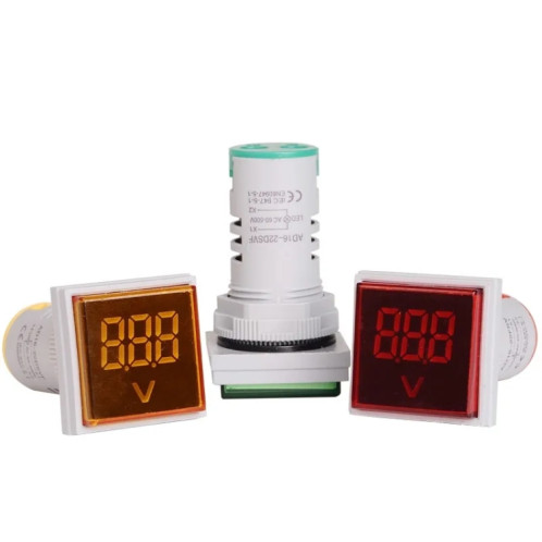 SINOTIMER ST17V Indicateur de signal de tension AC 22 mm carré LED Affichage numérique Tête de tension AC 60-500 V (01 rouge) SS201A1472-06