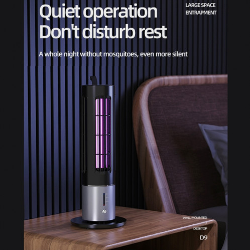 Lampe anti-moustique UV portable D9, piège à mouches muet rechargeable avec synchronisation à 3 vitesses (noir) SH801A25-016