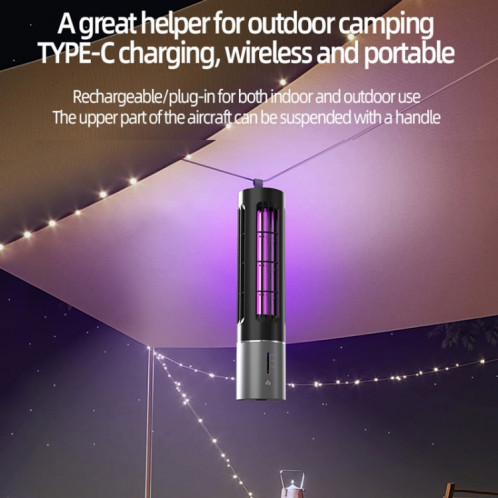 Lampe anti-moustique UV portable D9, piège à mouches muet rechargeable avec synchronisation à 3 vitesses (noir) SH801A25-016