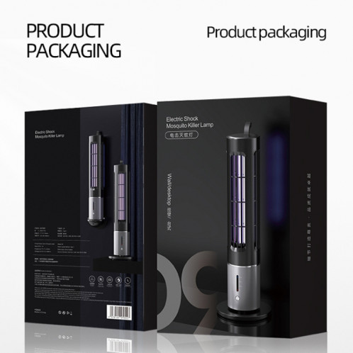Lampe anti-moustique UV portable D9, piège à mouches muet rechargeable avec synchronisation à 3 vitesses (noir) SH801A25-016